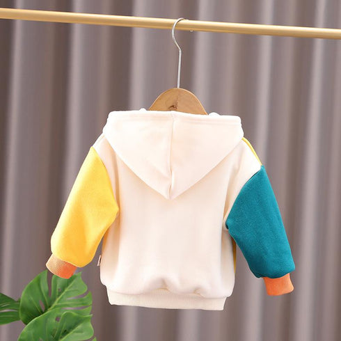 Fall/winter baby plus velvet padded hooded vests